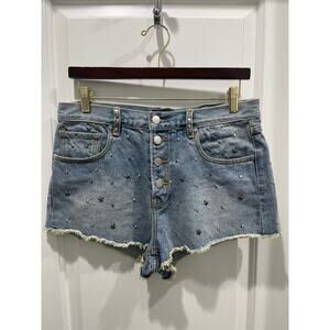 NWOT MINKPINK Studded Button Fly Denim Cut Off Shorts M